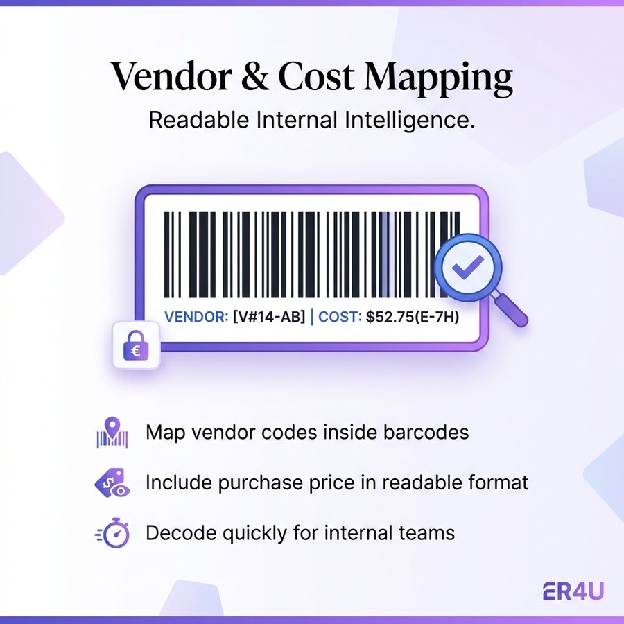 Vendor and cost mapping — er4u Precision Barcoding for Modern Retail