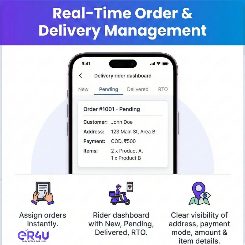 Real-time order & delivery management — er4u Hyperlocal deliveries made simple for B2B businesses.