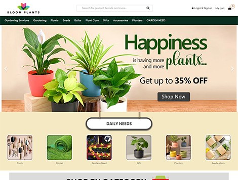 Bloom Plants online store built with er4u