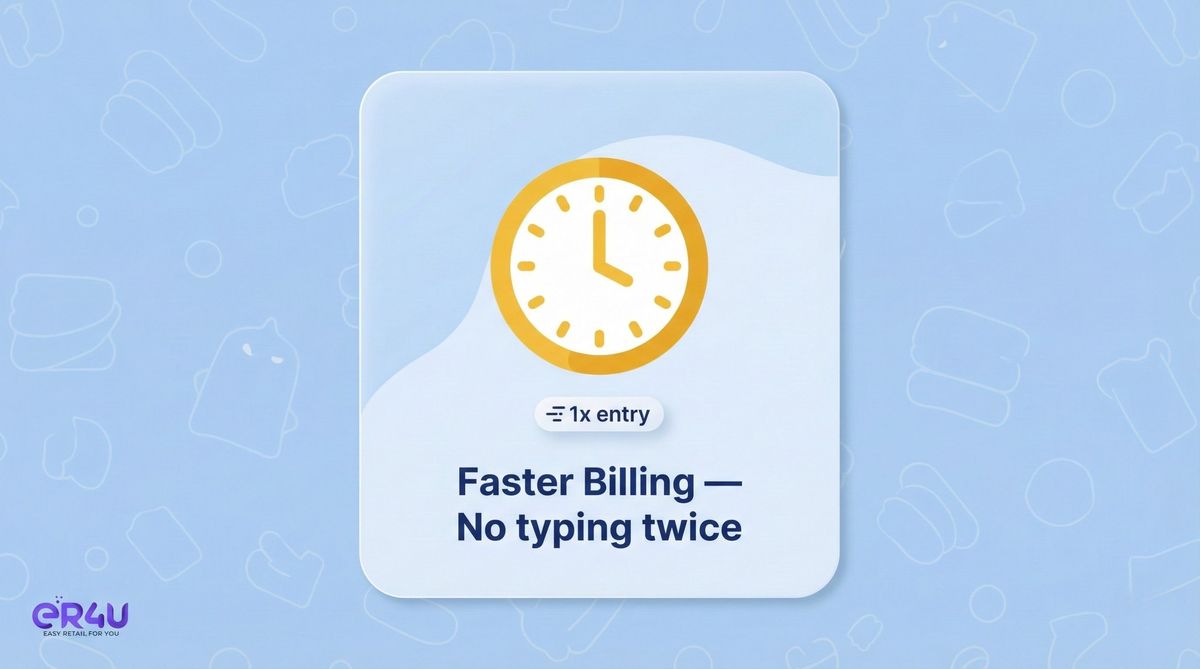 Instant payment confirmation & invoice closure — er4u No More Manual Amount Entry at Billing Counter.