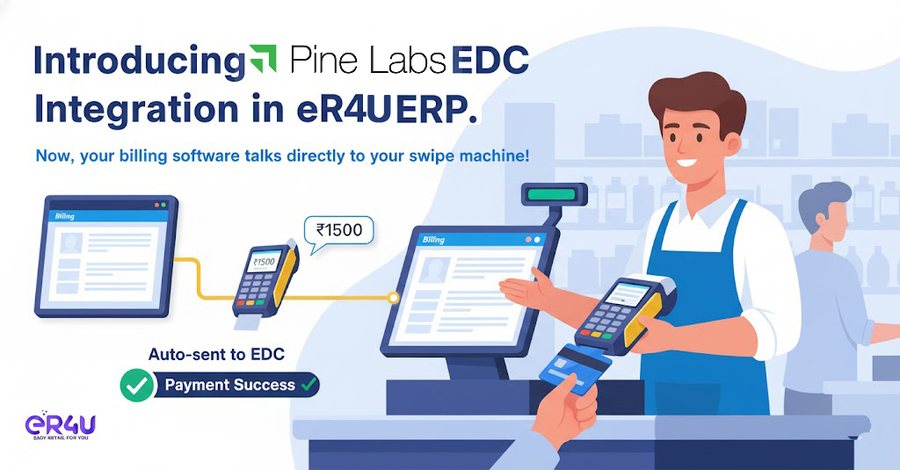 Auto-send bill amount to Pine Labs EDC — er4u Stop typing amounts manually on your swipe machine.