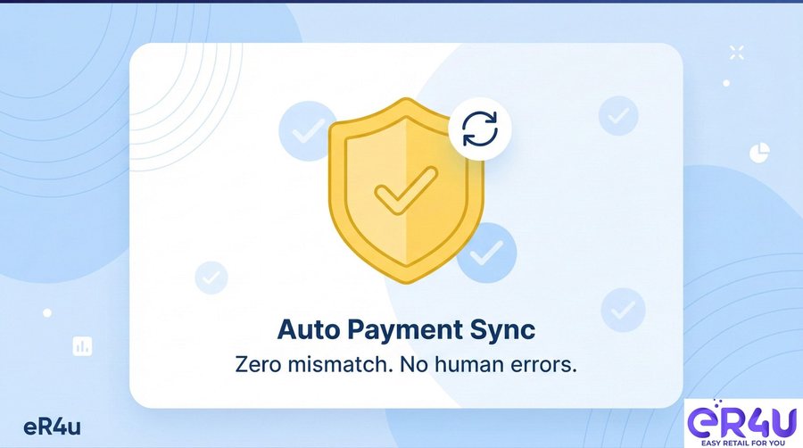 Instant payment confirmation & invoice closure — er4u Stop typing amounts manually on your swipe machine.