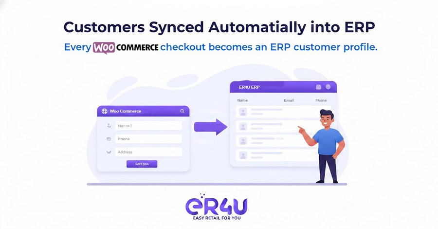 Customers synced automatically into ERP — er4u Complete automation for your online + offline business.