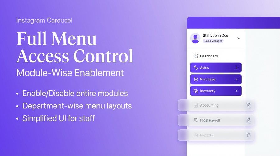 Full Menu Access Control — er4u Complete Control Over Every Action, User, and Outlet.