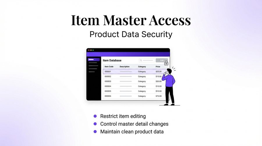 Item Search & Master Access — er4u Complete Control Over Every Action, User, and Outlet.