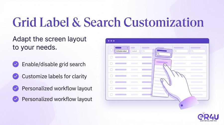 Grid Label & Search Customization — er4u The Advanced Purchase Module for Serious Retailers