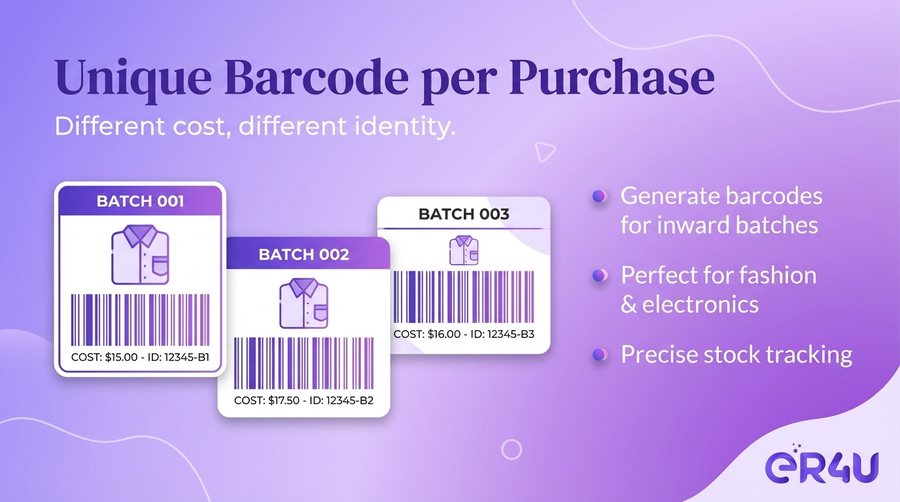 Unique Barcode per Purchase — er4u The Advanced Purchase Module for Serious Retailers