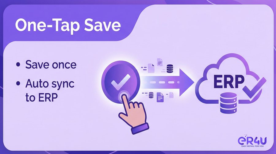 One-tap save & auto sync — er4u Fast. Accurate. Paperless Stock Audits.